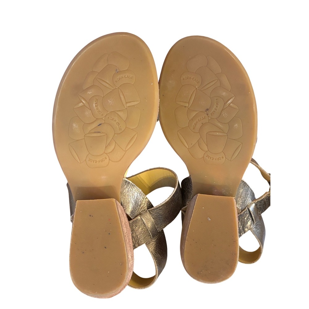 Kork-Ease Women Bronze Metallic Leather Block Heel Slingback Sandals Size 7M - Picture 7 of 9